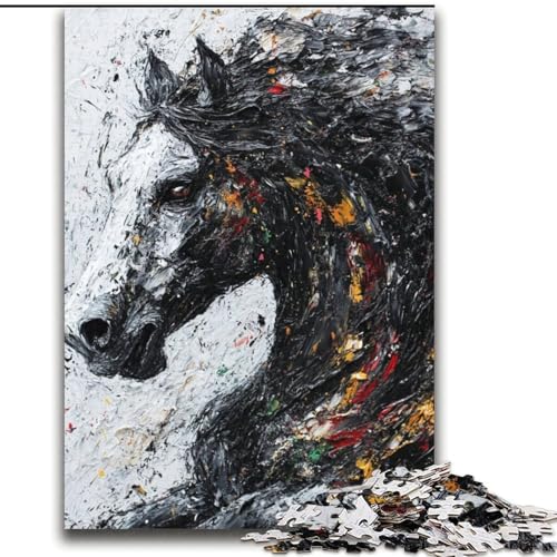 Puzzle 1000 Teile für Erwachsene, Schwarzes Goldenes Pferd, Dekomprimierendes intellektuelles Lernspielzeug, Lernspiel für Geburtstag, Weihnachten, 38x52cm Puzzle 1000 Teile für Erwachsene, Schwarzes Goldenes Pferd, Dekomprimierendes intellektuelles Lernspielzeug, Lernspiel für Geburtstag, Weihnachten, 38x52cm von LYXIANY