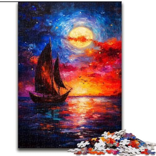 Puzzle 1000 Teile für Erwachsene, Segelboot unter dem Nachthimmel, Puzzle aus Holz, entspannende Unterhaltung, Heimdekoration, Größe 50x75cm Puzzle 1000 Teile für Erwachsene, Segelboot unter dem Nachthimmel, Puzzle aus Holz, entspannende Unterhaltung, Heimdekoration, Größe 50x75cm von LYXIANY