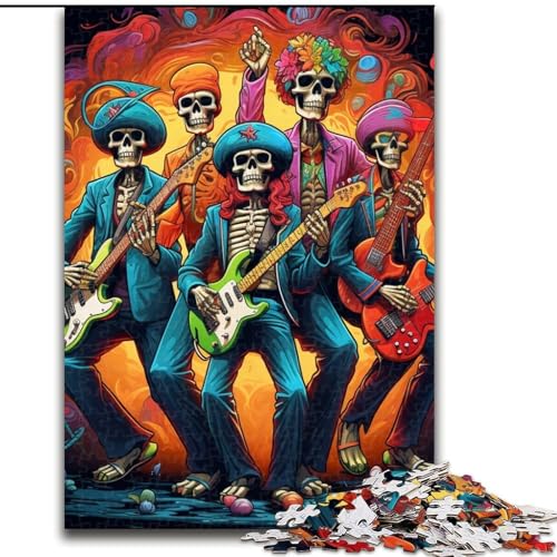 Puzzle 1000 Teile für Erwachsene, Skelett spielt Gitarre, 1000-teiliges Puzzle entwickelt Hand-Auge-Koordinationsfähigkeiten, 26x38cm von LYXIANY