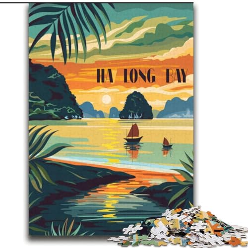 Puzzle 1000 Teile für Erwachsene, Sonnenuntergang in der Ha Long Bay, hilft dem Gehirn, süchtig machendes Spielzeug zu trainieren, um Geduld zu fördern, perfekte Dekoration, 38x52cm von LYXIANY