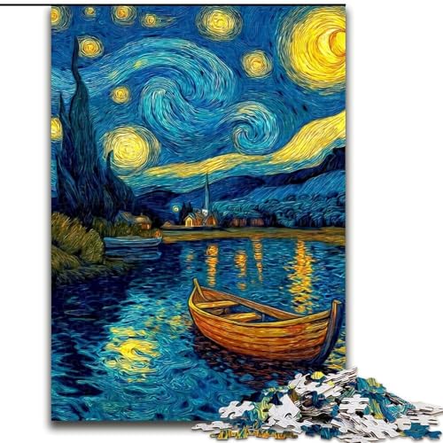 Puzzle 1000 Teile für Erwachsene, Sternenhimmel-Boot, aus Holz, perfekte DIY-Kunstdekoration oder Geburtstagsgeschenk, Größe 50x75cm, für Geburtstage, Feiertage, Weihnachten, Halloween von LYXIANY