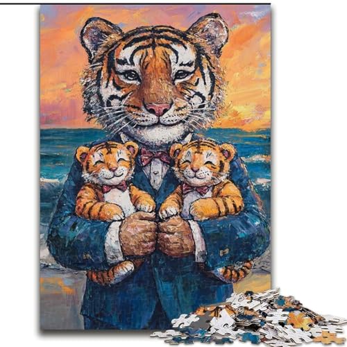 Puzzle 1000 Teile für Erwachsene, Tigerfamilie, Familienunterhaltungsspielzeug, ganze Familie, ab 14 Jahren (Größe 26x38cm) von LYXIANY
