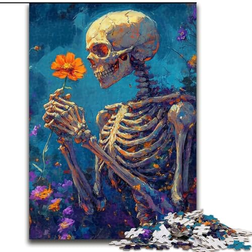 Puzzle 1000 Teile für Erwachsene, Totenkopf und Blumen, aus Holz, Kinder ab 14 Jahren, Größe 50x75cm, lustiges Basteln für die ganze Familie, perfekt für Geburtstage, Feiertage Puzzle 1000 Teile für Erwachsene, Totenkopf und Blumen, aus Holz, Kinder ab 14 Jahren, Größe 50x75cm, lustiges Basteln für die ganze Familie, perfekt für Geburtstage, Feiertage von LYXIANY