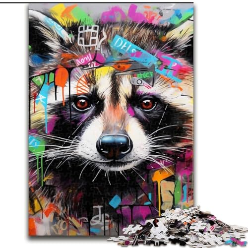 Puzzle 1000 Teile für Erwachsene, Waschbär-Graffiti, Holzpuzzle, 50x75cm, perfekt für Halloween, Weihnachten, Geburtstagsgeschenk Puzzle 1000 Teile für Erwachsene, Waschbär-Graffiti, Holzpuzzle, 50x75cm, perfekt für Halloween, Weihnachten, Geburtstagsgeschenk von LYXIANY
