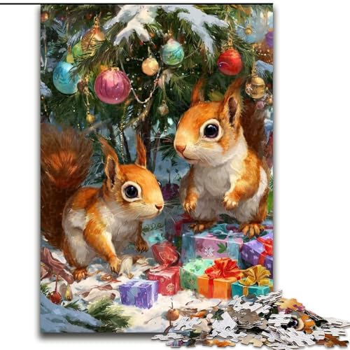Puzzle 1000 Teile für Erwachsene, Weihnachtseichhörnchen, aus Holz, Kinder ab 14 Jahren, Größe 50x75cm, Denkspiel für Teenager Puzzle 1000 Teile für Erwachsene, Weihnachtseichhörnchen, aus Holz, Kinder ab 14 Jahren, Größe 50x75cm, Denkspiel für Teenager von LYXIANY