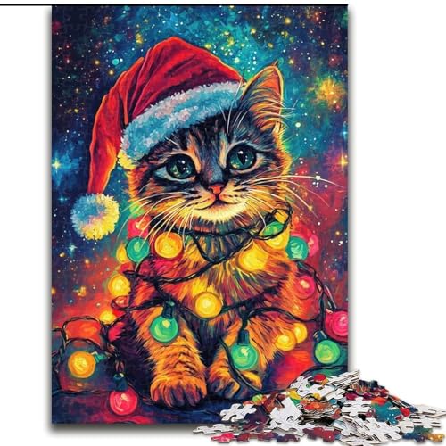 Puzzle 1000 Teile für Erwachsene, Weihnachtskatze, anspruchsvolles Spiel und Familienspiel, Lernspiel zum Geburtstag, Weihnachten, 26x38cm von LYXIANY