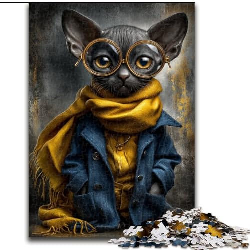 Puzzle 1000 Teile für Erwachsene, Windbreaker-Katze, Familienunterhaltungsspielzeug, ganze Familie, ab 14 Jahren (Größe 50x75cm) von LYXIANY