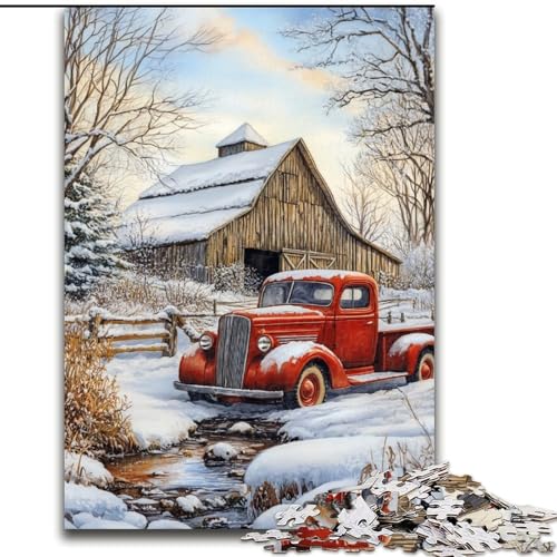 Puzzle 1000 Teile für Erwachsene, Winterbauernhof, aus Holz, ideal für Familienspaß, Entspannung, Größe 50x75cm, Geburtstagsparty für Männer und Frauen von LYXIANY