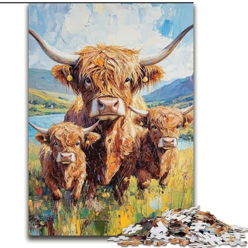 Puzzle 1000 Teile für Erwachsene, Yak-Familie, aus Holz, Kinder ab 14 Jahren, Größe 50x75cm, lustiges Basteln für die ganze Familie, perfekt für Geburtstage, Feiertage von LYXIANY