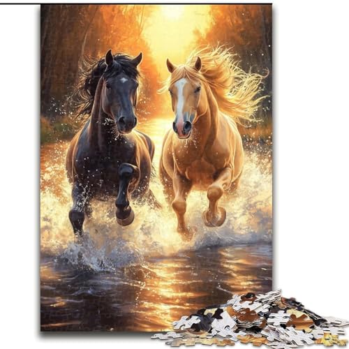Puzzle 1000 Teile für Erwachsene, Zwei Pferde aus Holz, Kinder ab 14 Jahren, Größe 50x75cm, Denkspiel für Teenager Puzzle 1000 Teile für Erwachsene, Zwei Pferde aus Holz, Kinder ab 14 Jahren, Größe 50x75cm, Denkspiel für Teenager von LYXIANY