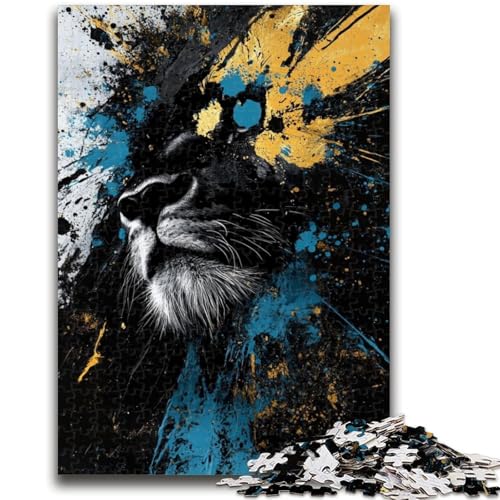 Puzzle 1000 Teile für Erwachsene, abstraktes Löwengemälde, hilft dem Gehirn beim Trainieren, süchtig machendes Spielzeug zur Förderung der Geduld, geeignet für Paare, 26x38cm von LYXIANY