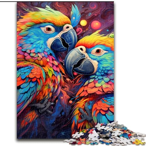 Puzzle 1000 Teile für Erwachsene, bunter Papagei, Holzpuzzle, 50x75cm, perfekt für Halloween, Weihnachten, Geburtstagsgeschenk von LYXIANY