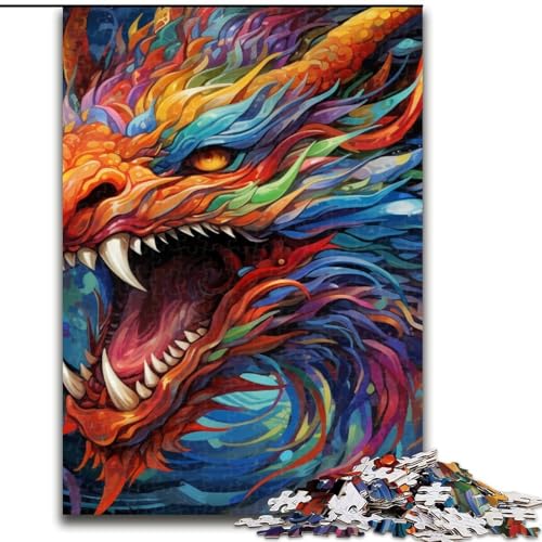Puzzle 1000 Teile für Erwachsene, bunter chinesischer Drache, Holzpuzzle, Denkspiel für Teenager, 50x75cm Puzzle 1000 Teile für Erwachsene, bunter chinesischer Drache, Holzpuzzle, Denkspiel für Teenager, 50x75cm von LYXIANY