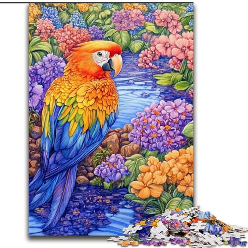 Puzzle 1000 Teile für Erwachsene, buntes Papageien-Puzzle aus Holz, schwieriges Denkspiel für Teenager, Größe 50x75cm von LYXIANY