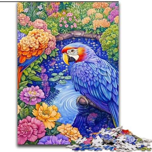 Puzzle 1000 Teile für Erwachsene, buntes Papageien-Puzzle aus Holz, schwieriges Denkspiel für Teenager, Größe 50x75cm von LYXIANY
