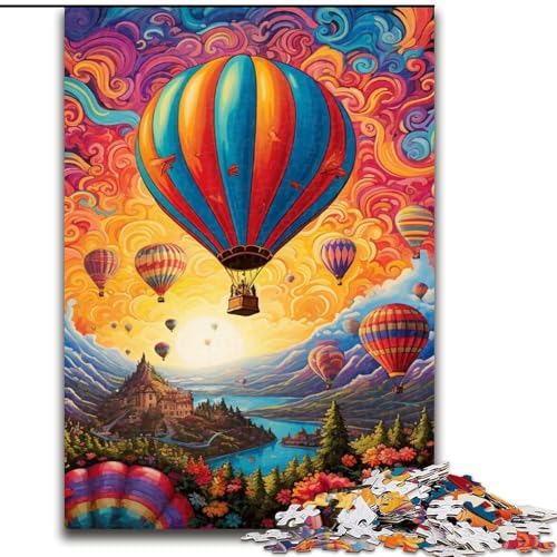 Puzzle 1000 Teile für Erwachsene, farbenfrohe Kunst, Heißluftballon, unmögliches Puzzle für Erwachsene, 50x75cm, Denksportaufgabe, Spiel für Erwachsene, interaktive Familienaktivität von LYXIANY