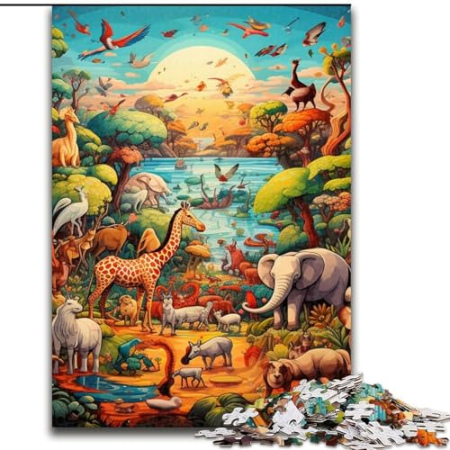 Puzzle 1000 Teile für Erwachsene, farbenfrohe Kunst, Tierwelt, Holzpuzzle, Denkspiel für Teenager, 50x75cm Puzzle 1000 Teile für Erwachsene, farbenfrohe Kunst, Tierwelt, Holzpuzzle, Denkspiel für Teenager, 50x75cm von LYXIANY