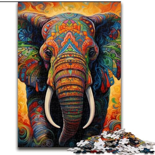 Puzzle 1000 Teile für Erwachsene, farbenfroher Kunstelefant, Holzpuzzle, Denksportaufgabe, Teenager und Heimdekoration, 50x75cm Puzzle 1000 Teile für Erwachsene, farbenfroher Kunstelefant, Holzpuzzle, Denksportaufgabe, Teenager und Heimdekoration, 50x75cm von LYXIANY