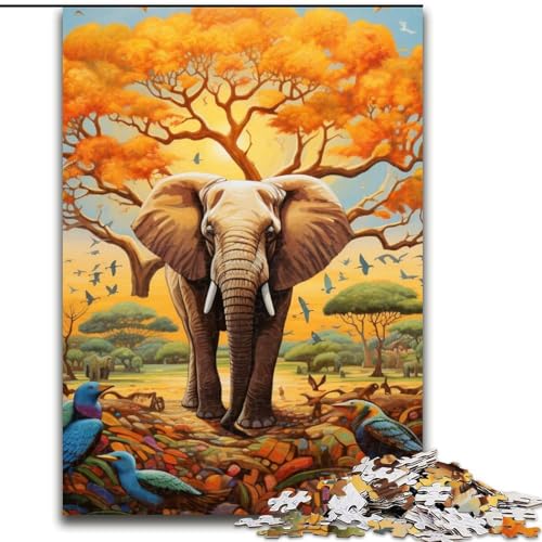 Puzzle 1000 Teile für Erwachsene, farbenfroher Kunstelefant, unmögliches Puzzle für Erwachsene, 50x75cm, Denksportaufgabe, Spiel für Erwachsene, interaktive Familienaktivität von LYXIANY