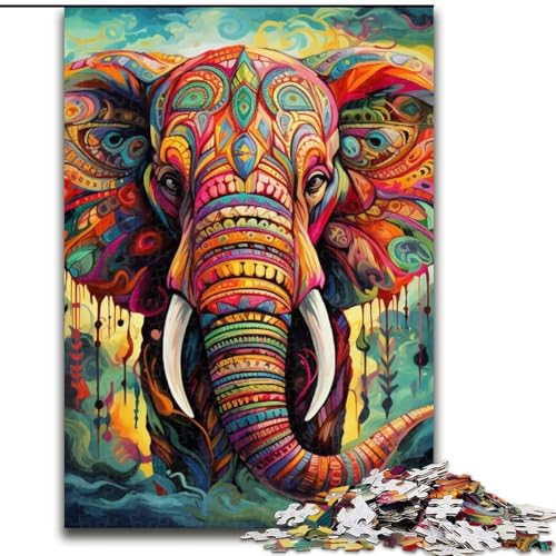 Puzzle 1000 Teile für Erwachsene, farbenfrohes Elefanten-Kunst-Puzzle für Erwachsene, 1000 Teile, spannende Aktivität für den Familienspielabend, 50x75cm Puzzle 1000 Teile für Erwachsene, farbenfrohes Elefanten-Kunst-Puzzle für Erwachsene, 1000 Teile, spannende Aktivität für den Familienspielabend, 50x75cm von LYXIANY