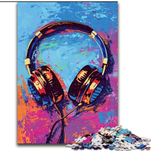 Puzzle 1000 Teile für Erwachsene, farbenfrohes Kopfhörer-Malpuzzle für Teenager, Familienspieleabend, hirnfordernde Geschenkidee (Größe: 50x75cm) von LYXIANY