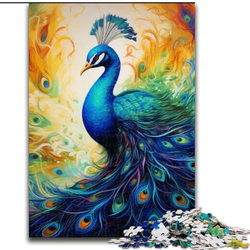 Puzzle 1000 Teile für Erwachsene, farbenfrohes Pfauen-Kunstpuzzle aus Holz, Denkspiel für Teenager, 50x75cm Puzzle 1000 Teile für Erwachsene, farbenfrohes Pfauen-Kunstpuzzle aus Holz, Denkspiel für Teenager, 50x75cm von LYXIANY