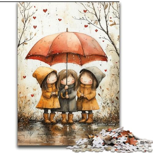 Puzzle 1000 Teile für Erwachsene, kleines Mädchen mit Regenschirm, aus Holz, Geburtstage, Feiertage und Heimdekoration, Größe 50x75cm von LYXIANY