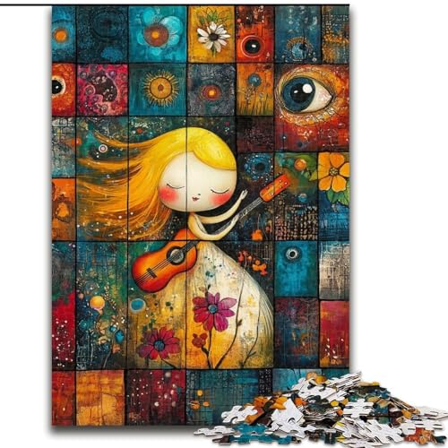 Puzzle 1000 Teile für Erwachsene, kleines Mädchen spielt Gitarre, Puzzle aus Holz, Entspannung und Herausforderung, farbenfrohe Kunst zur Heimdekoration, Freunde, Größe 50x75cm Puzzle 1000 Teile für Erwachsene, kleines Mädchen spielt Gitarre, Puzzle aus Holz, Entspannung und Herausforderung, farbenfrohe Kunst zur Heimdekoration, Freunde, Größe 50x75cm von LYXIANY