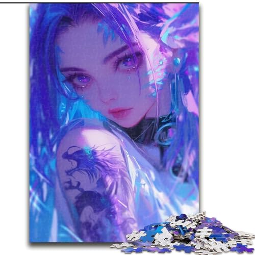 Puzzle 1000 Teile für Erwachsene, lila Anime-Mädchen, dekomprimierendes intellektuelles Lernspielzeug, Geburtstagsgeschenk, Geschenke (Größe 26x38cm) von LYXIANY