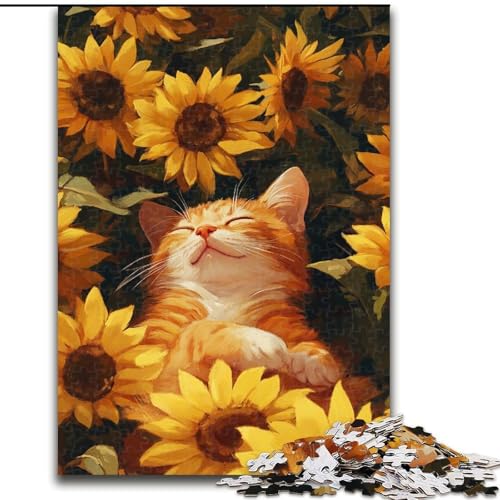 Puzzle 1000 Teile für Erwachsene, orange Katze, Familienspiel, Stressabbau, schwierige Herausforderung, EIN Kunstwerk für Kinder ab 14 Jahren (Größe 50x75cm) von LYXIANY