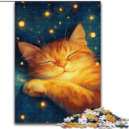 Puzzle 1000 Teile für Erwachsene, schlafende Katze, Puzzle aus Holz, Geburtstage, Feiertage und als Heimdekoration, Größe 50x75cm Puzzle 1000 Teile für Erwachsene, schlafende Katze, Puzzle aus Holz, Geburtstage, Feiertage und als Heimdekoration, Größe 50x75cm von LYXIANY