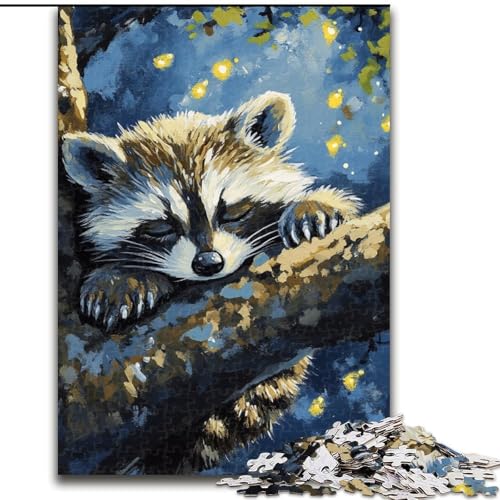 Puzzle 1000 Teile für Erwachsene, schlafender Waschbär, aus Karton, Kinder ab 14 Jahren, Größe 38x26cm, Denkspiel für Teenager Puzzle 1000 Teile für Erwachsene, schlafender Waschbär, aus Karton, Kinder ab 14 Jahren, Größe 38x26cm, Denkspiel für Teenager von LYXIANY
