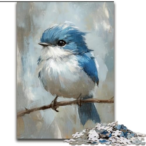 Puzzle 1000 Teile für Erwachsene, süßes kleines blaues Vogel-Puzzle aus Karton, perfekt für Halloween, Weihnachten, Geburtstagsgeschenk, Größe 26X38cm von LYXIANY