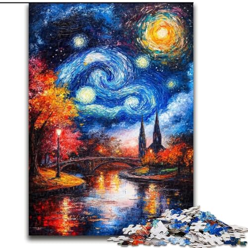 Puzzle 1000 Teile für Erwachsene „Brücke unter dem Nachthimmel“, Lernspielzeug für Kinder ab 14 Jahren, ganze Familie (Größe 50x75cm) von LYXIANY