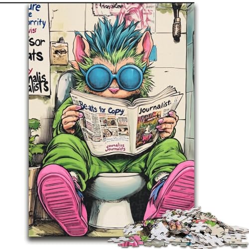 Puzzle 1000 Teile für Erwachsene „Cat Go Toilet“ aus Pappe, Denksportaufgabe, Teenager und zur Heimdekoration, 26x38cm von LYXIANY