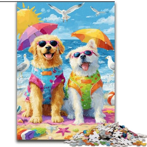 Puzzle 1000 Teile für Erwachsene „Katzen und Hunde am Strand“, Puzzle aus Holz, Geburtstage, Feiertage und Heimdekoration, Größe 50x75cm Puzzle 1000 Teile für Erwachsene „Katzen und Hunde am Strand“, Puzzle aus Holz, Geburtstage, Feiertage und Heimdekoration, Größe 50x75cm von LYXIANY