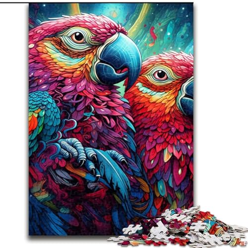 Puzzle 1000 Teile für Erwachsene Buntes Papageien-Puzzle für Erwachsene 50x75cm Denksportaufgabe, Spiel für Erwachsene, interaktive Familienaktivität von LYXIANY