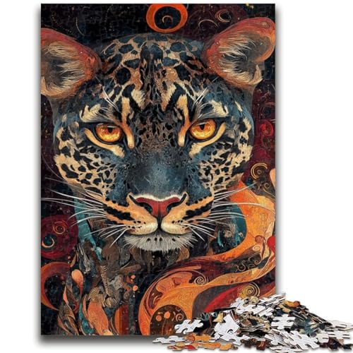 Puzzle 1000 Teile für Erwachsene Flammenleopard Denkspiel Lernspiel zum Geburtstag, Weihnachten für ab 14 Jahren 26x38cm von LYXIANY