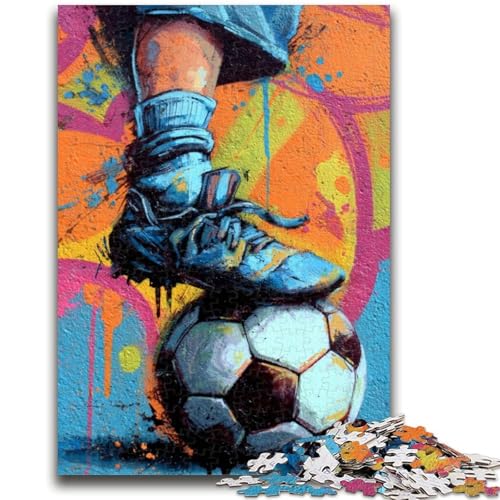 Puzzle 1000 Teile für Erwachsene Fußball-Ölgemälde Denkspiel Lernspiel zum Geburtstag, Weihnachten für ab 14 Jahren 26x38cm von LYXIANY