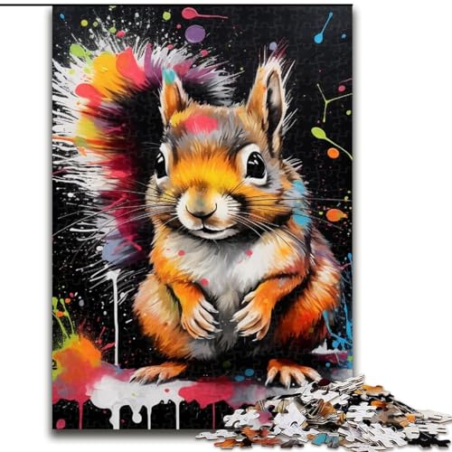 Puzzle 1000 Teile für Erwachsene Graffiti-Malerei Eichhörnchen Puzzles für Erwachsene 50x75cm Denksportaufgabe, Spiel für Erwachsene, interaktive Familienaktivität von LYXIANY