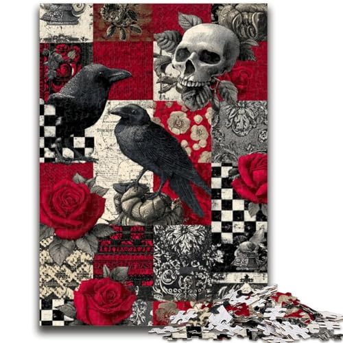 Puzzle 1000 Teile für Erwachsene Krähenskelett Entspannungsspiele Lernspiel für Geburtstag, Weihnachten für und ab 14 Jahren 50x75cm von LYXIANY