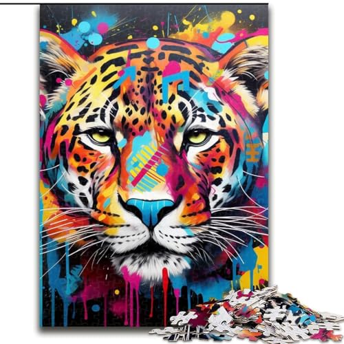 Puzzle 1000 Teile für Erwachsene Leoparden-Graffiti-Puzzles für Erwachsene, Geburtstagsgeschenkidee, anspruchsvolles Denkspiel, 50x75cm von LYXIANY