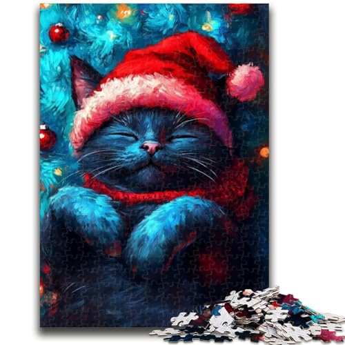 Puzzle 1000 Teile für Erwachsene Weihnachtskatze Denkspiel Lernspiel zum Geburtstag, Weihnachten für ab 14 Jahren 26x38cm von LYXIANY