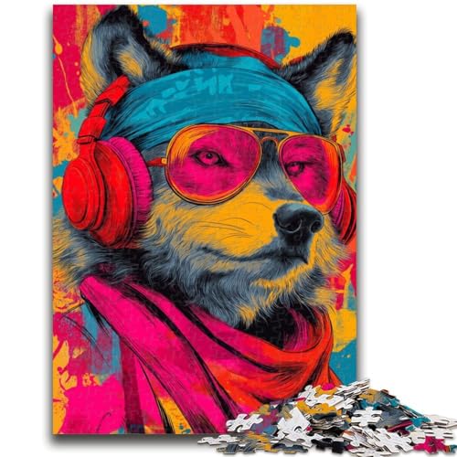 Puzzle 1000 Teile für Erwachsene Wolf mit Kopfhörern für Erwachsene ab 14 Jahren Interessante Geschenke zur Stressreduzierung für Freunde und Familie 50x75cm von LYXIANY