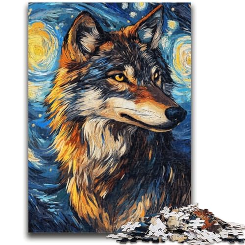 Puzzle 1000 Teile für Erwachsene Wolf unter dem Nachthimmel Denkspiel Lernspiel für Geburtstag, Weihnachten für ab 14 Jahre 50x75cm von LYXIANY