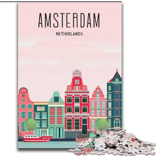 Puzzle 1000 Teile für Erwachsene und Jugendliche, Amsterdam-Reise-Vintage, anspruchsvolles Spiel und Lernspiel für die ganze Familie zum Geburtstag, Weihnachten, 50x75cm Puzzle 1000 Teile für Erwachsene und Jugendliche, Amsterdam-Reise-Vintage, anspruchsvolles Spiel und Lernspiel für die ganze Familie zum Geburtstag, Weihnachten, 50x75cm von LYXIANY