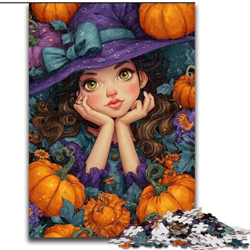 Puzzle 1000 Teile für Erwachsene und Jugendliche, Halloween-Kürbismädchen, lehrreich ganze Familie (Größe 26x38cm) von LYXIANY