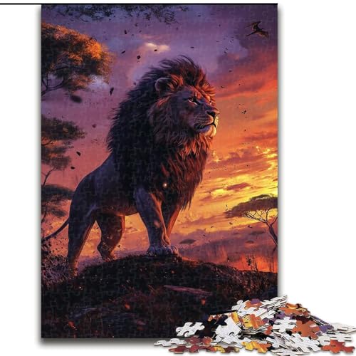 Puzzle 1000 Teile für Erwachsene und Jugendliche, Löwe bei Sonnenuntergang, Lernspielzeug, einzigartige Heimdekoration und Geschenke (Größe 26x38cm) von LYXIANY