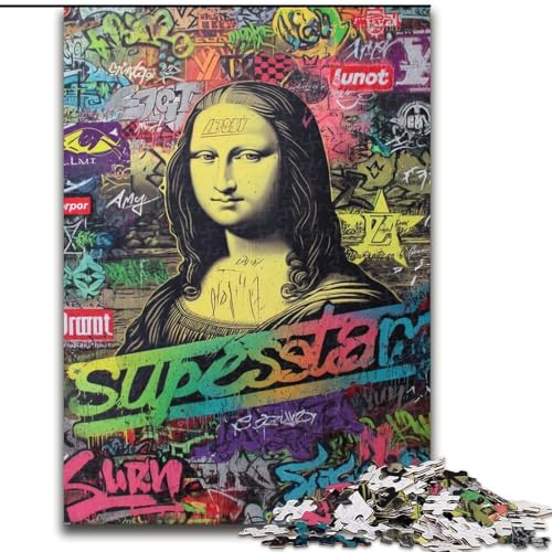 Puzzle 1000 Teile für Erwachsene und Jugendliche, Mona Lisa ist lustig, lustige Spiele für die ganze Familie, lustige Aktivitäten zu Hause, Geburtstagsgeschenk, Reisegeschenke, 38x26cm von LYXIANY