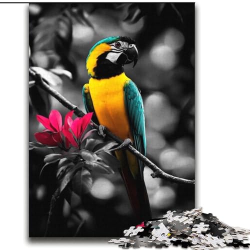 Puzzle 1000 Teile für Erwachsene und Jugendliche, Papagei, Familienunterhaltungsspielzeug mit passendem Poster und Quizblatt, 38x52cm von LYXIANY